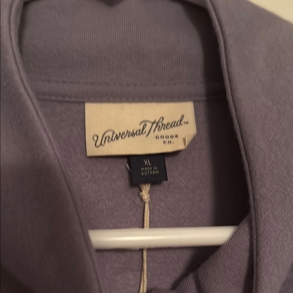 NWT! Purple Bomber-fit Sweatshirt with Stand-up Collar and Relaxed Fit - Picture 2 of 4